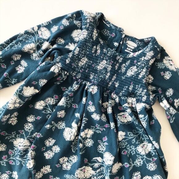 Old Navy blue floral print smocked dress EUC 6-12m - Picture 2 of 2